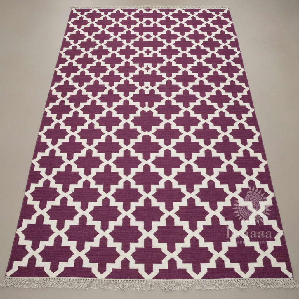 Handwoven Dhurrie- Magenta (9x6ft)