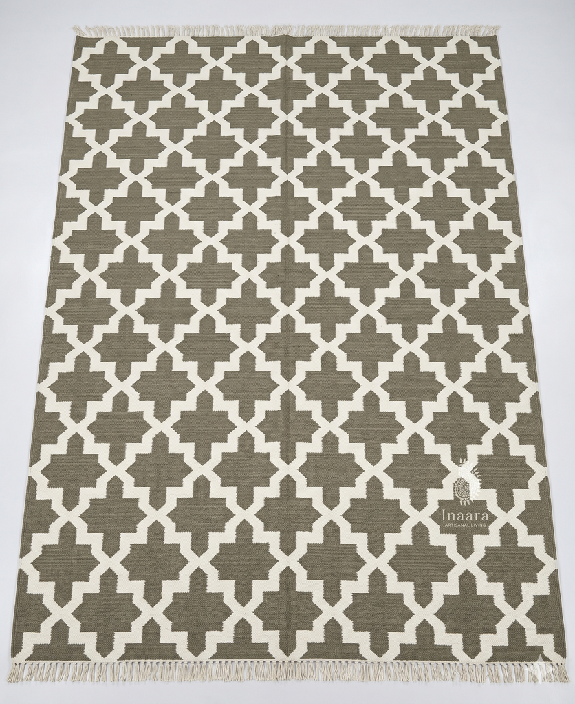 Handwoven Dhurrie- Army Green (12x9ft)