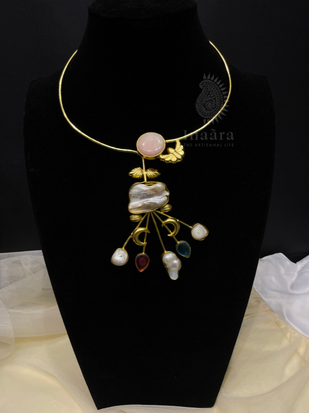 Moonstone & Pearl Choker Necklace