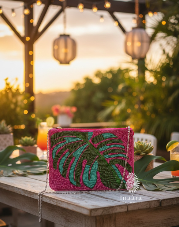 Beaded Clutch Bag-Pink