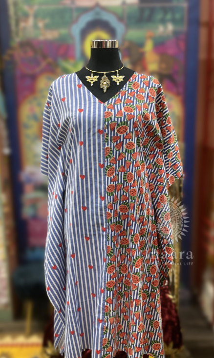 Handblocked Printed Kaftan- Yellow (copy)