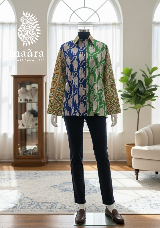 Block Printed Full Sleeves-Mint Green/White (copy)