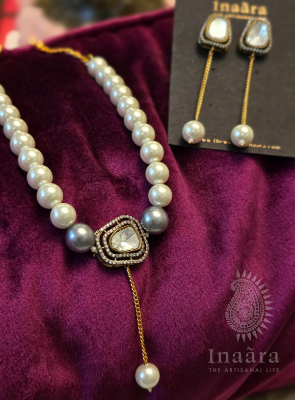 White & Plum Pearls Choker Set (copy)