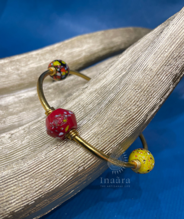 Handmade Multicolor Glass Beads Bangle