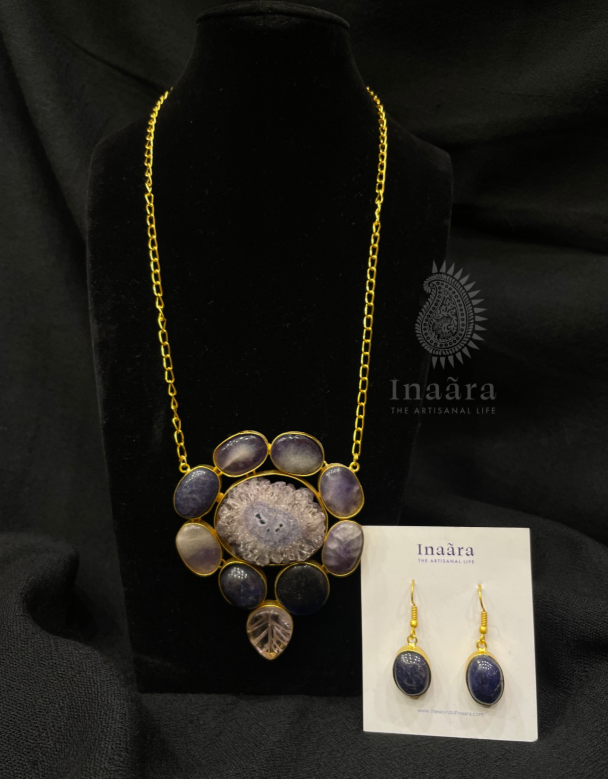 Amethyst Flower Necklace Set