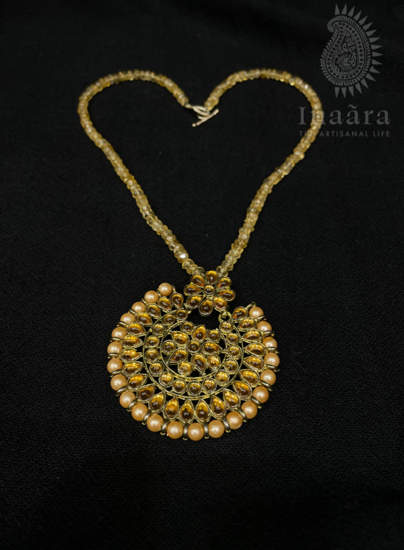 Beads Necklace w/Flower Of Life Pendant