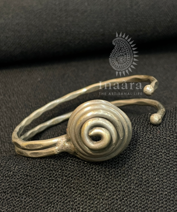Silver Oxidized Spiral Cuff Bracelet