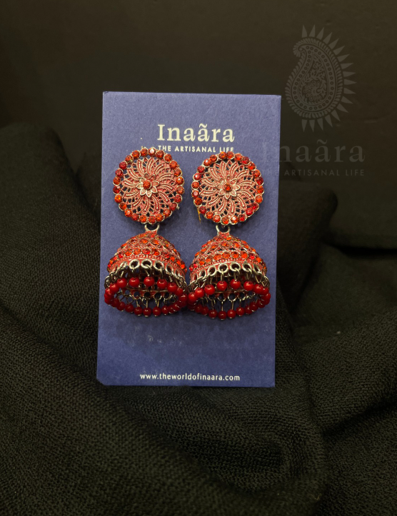 Jhumka Earring-Dark Red (copy)