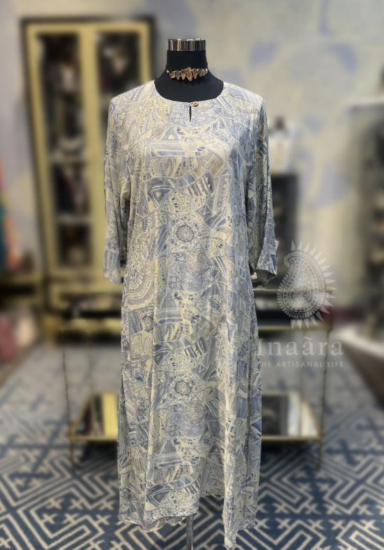 فستان سالون – أزرق/رمادي