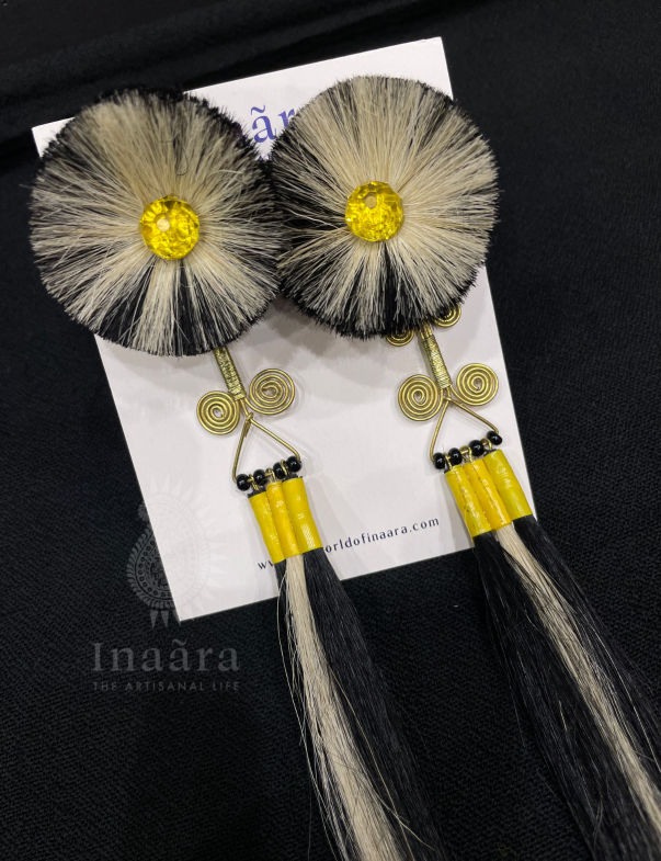 Naga Tribe Goat Hair Earrings