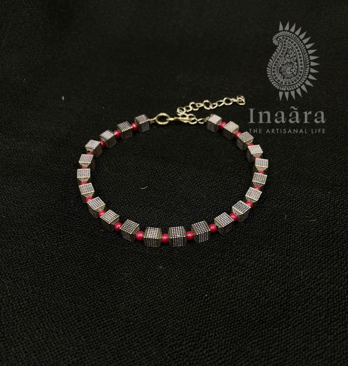 Gray Beaded Hematite Stone Anklet