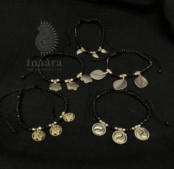 Black Thread Charm Bracelet