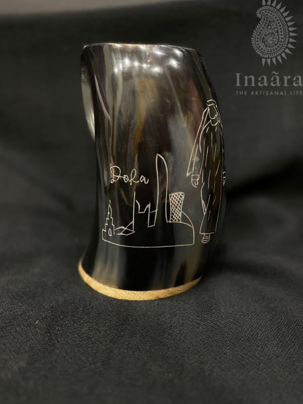 Buffalo Horn Mug Doha Engraved