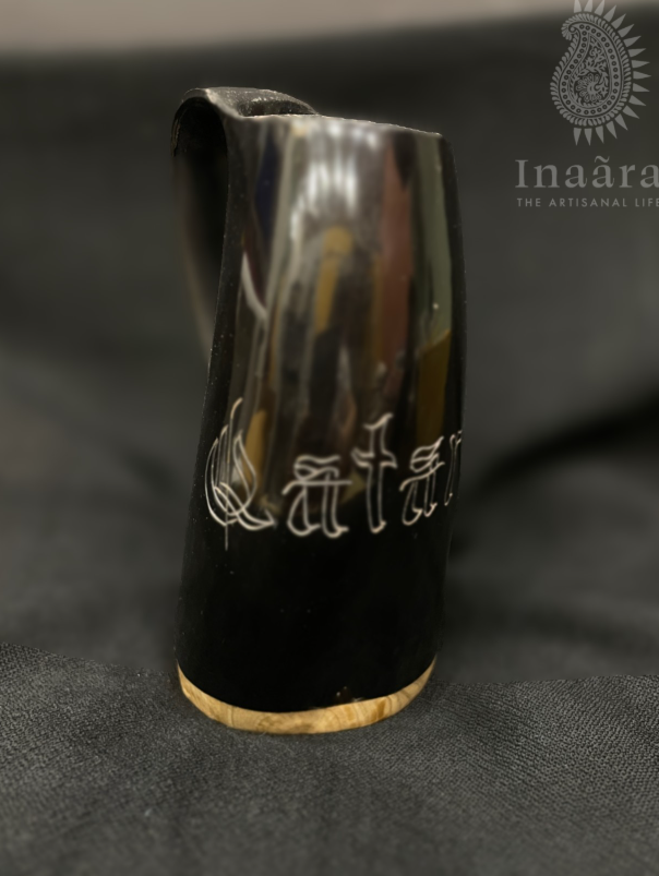 Buffalo Horn Mug Qatar Engraved