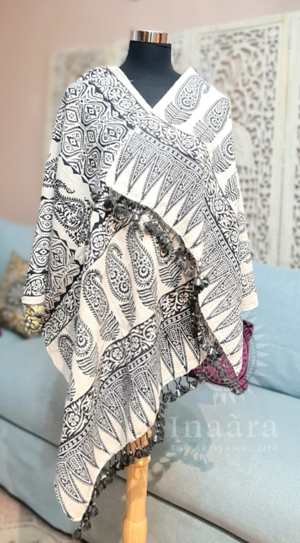Block Print Bhujodi Stole- Gray (copy)
