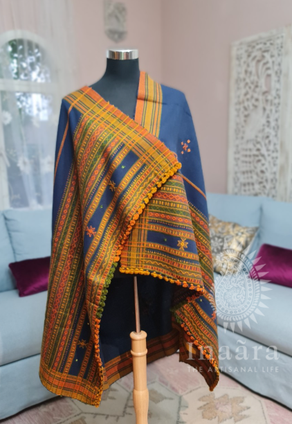 Mirror Work Bhujodi Full Shawl- Off White (copy)