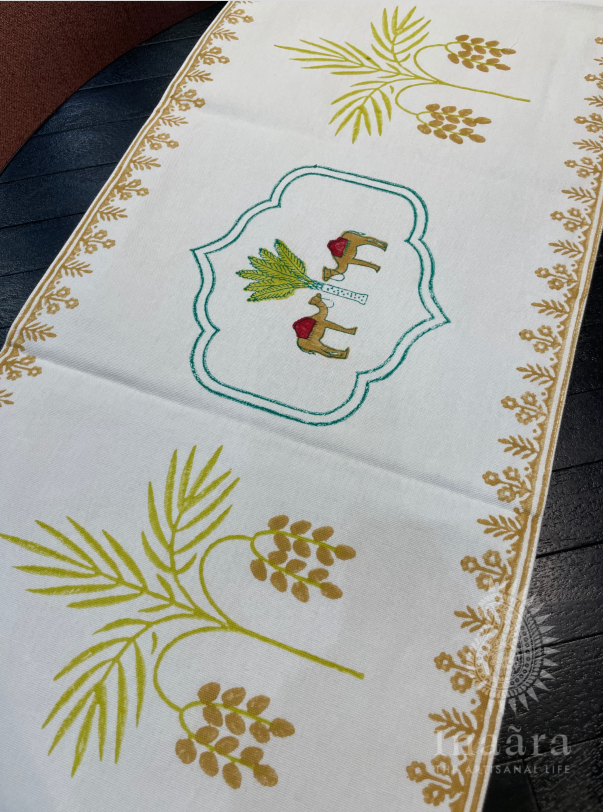 Handblocked Table Runner- Lemon Yellow (copy)