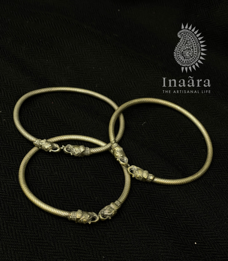 Silver-Toned Bangles w/ Elephant Details