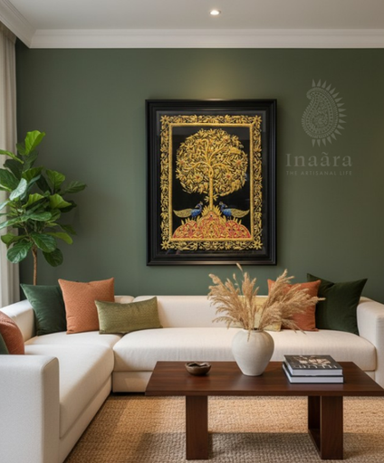 Zardozi Tree of Life Tapestry Artwork (60x74cm)