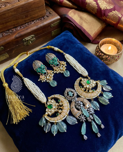 Kundan Beaded Crescent Choker Set