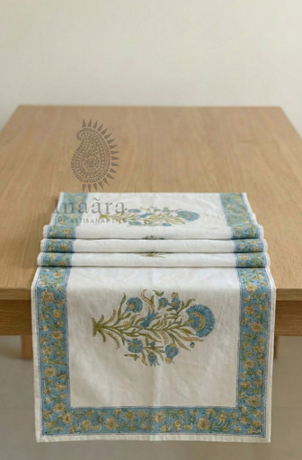 Hand Block Printed Floral Table Runner