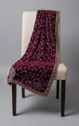 Velvet Dupatta- Jamun Maroon