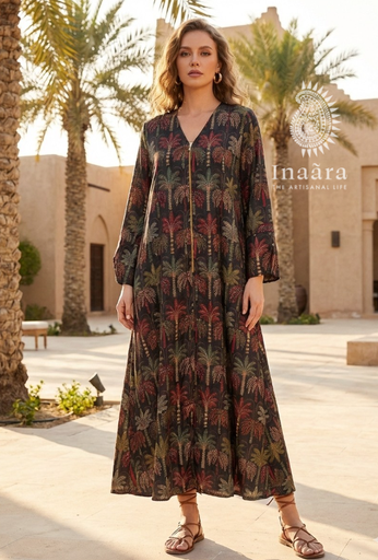 Zaza Zipper Tunic Dress- Palm Tree