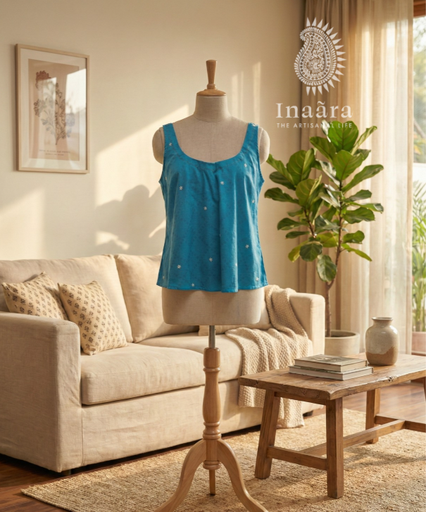 Rita Spaghetti Top-Teal