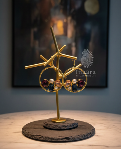 Multicolored Hoop Stone Earrings