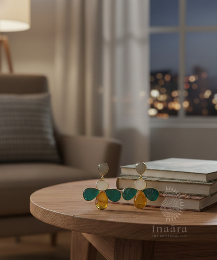 Multi-Colored Pear Earrings