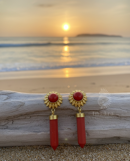 Red Coral Drop Earrings