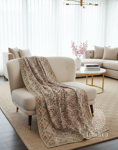 Embroidered Velvet Shawl- Pink Floral