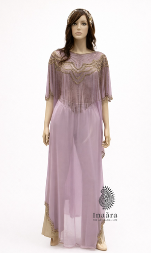 Hand Beaded Cape- Blush Mauve