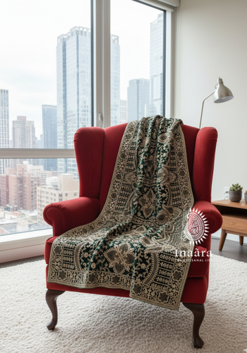 Embroidered Velvet Shawl- Green2 (copy)