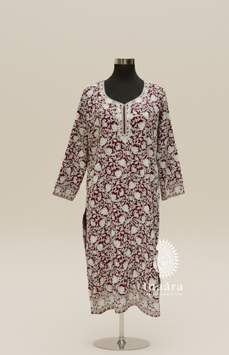 Kashmiri Kurti/Long -Maroon