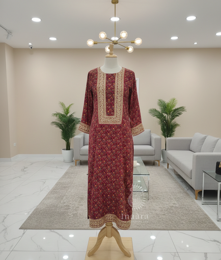 Shaziya Dress-Maroon
