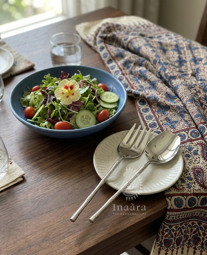 Urooj Salad Serving Set- Silver