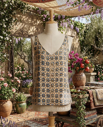 Rita Spaghetti Top-Floral/Cream