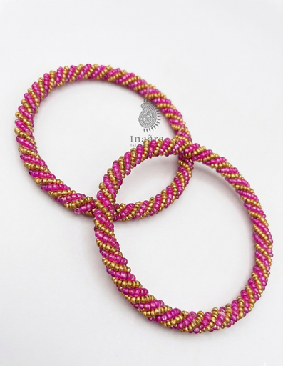 Beaded Bangles-Pink/2pcs