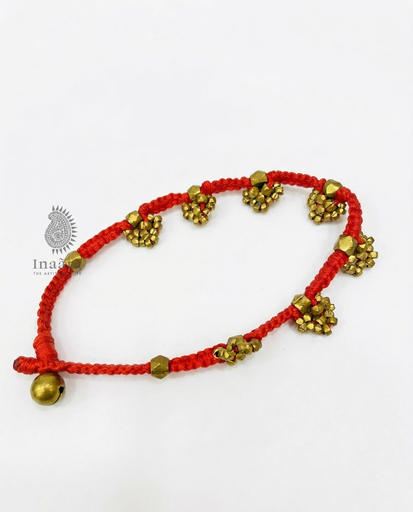Brass Beads Anklet-Red