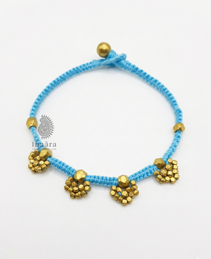 Brass Beads Anklet-Sky Blue