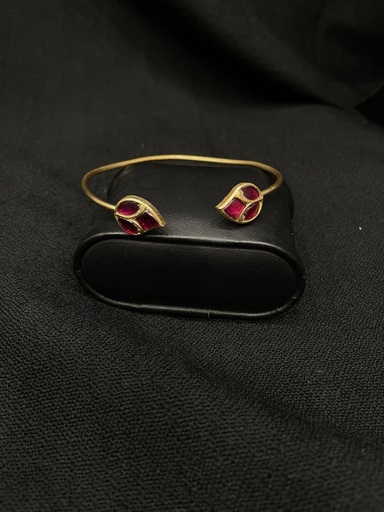 Handcrafted Leaf Motif Wrist Cuff-PINK