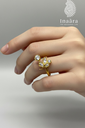 Gold-Toned Flower Ring - White
