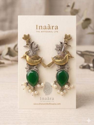 Artisanal Birds & Flora Motifs Earrings