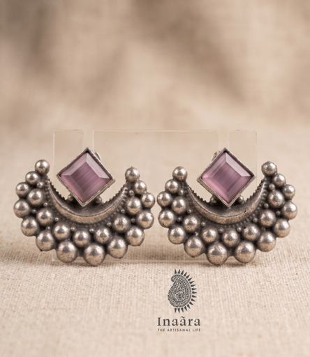 Vintage Beaded Mauve Statement Studs