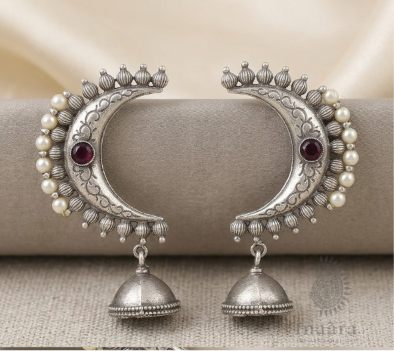 Crescent Glow Jhumkas - Red