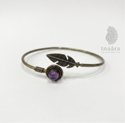 Amethsyt   Feather Cuff