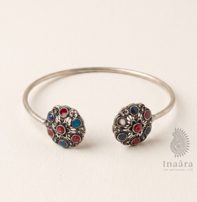 Multi-Gemstone Filigree Open Bangle