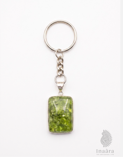 Green Shimmer Crystal Keyring
