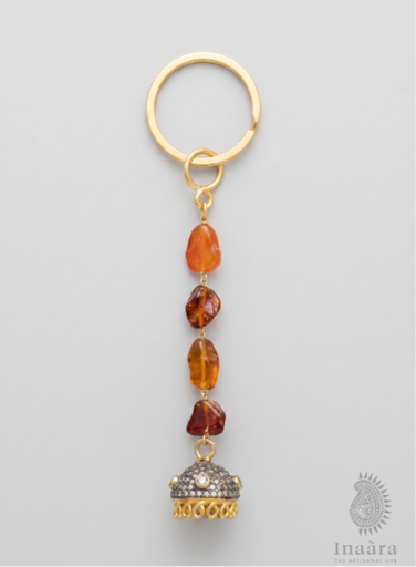 Warm Amber & Crystal  Keychain 